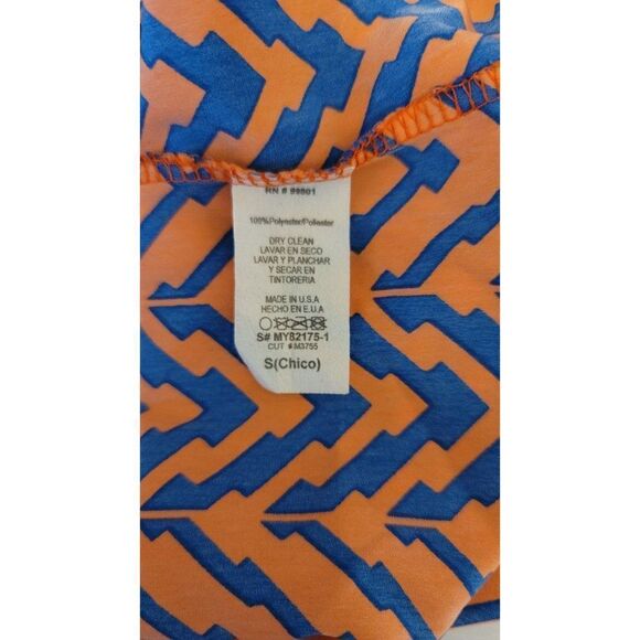 My Story Blue & Orange Shoulder Cut out Chevron Dress in Small - Picture 6 of 10